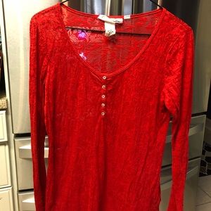 Red sheer lacy top
